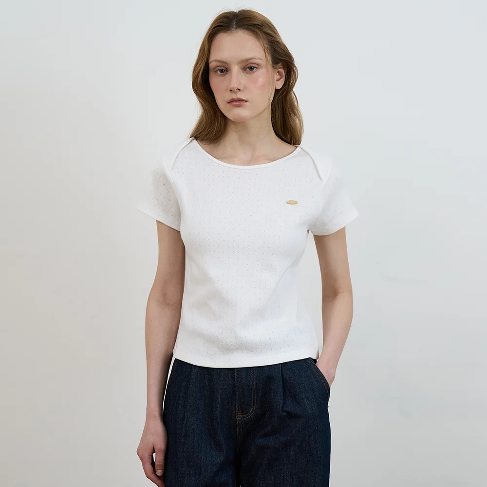 Punching Boat Neck T-shirt