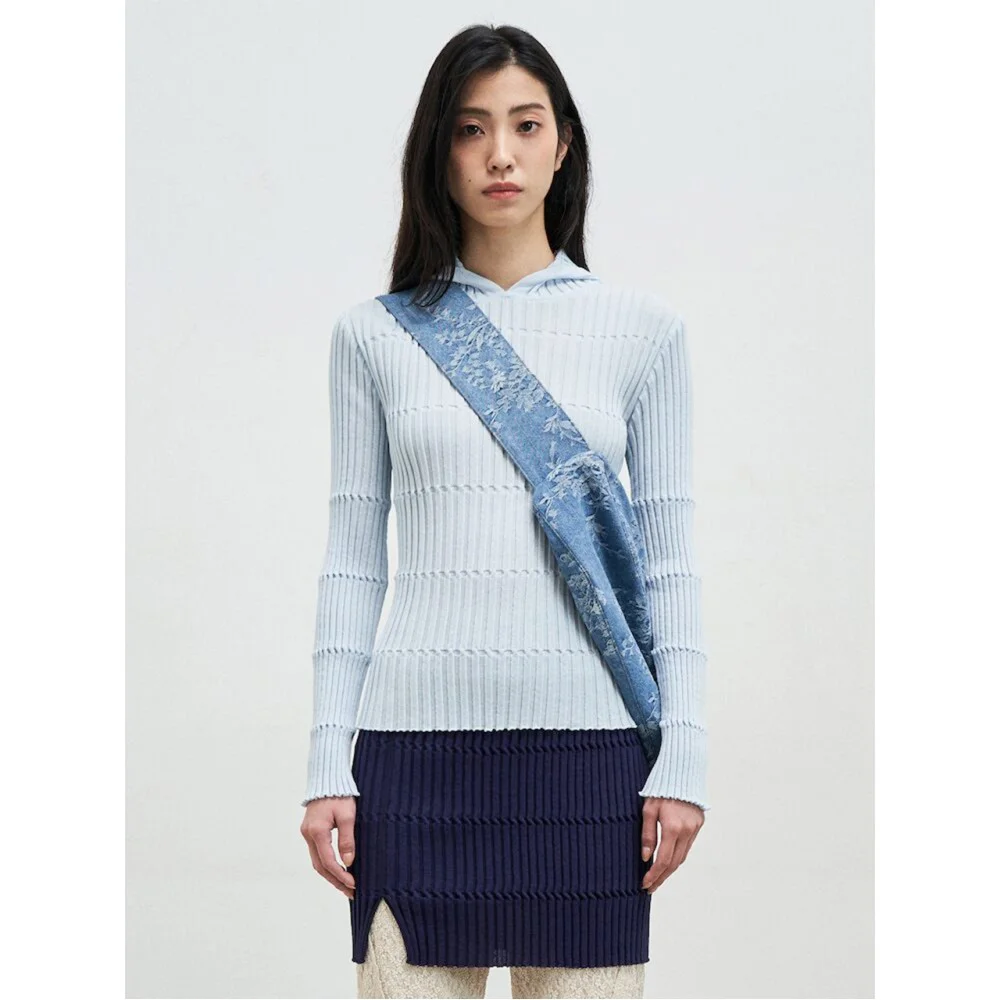 Crafted Rib Hooded Pullover Sky Blue (AG5351A02Q)