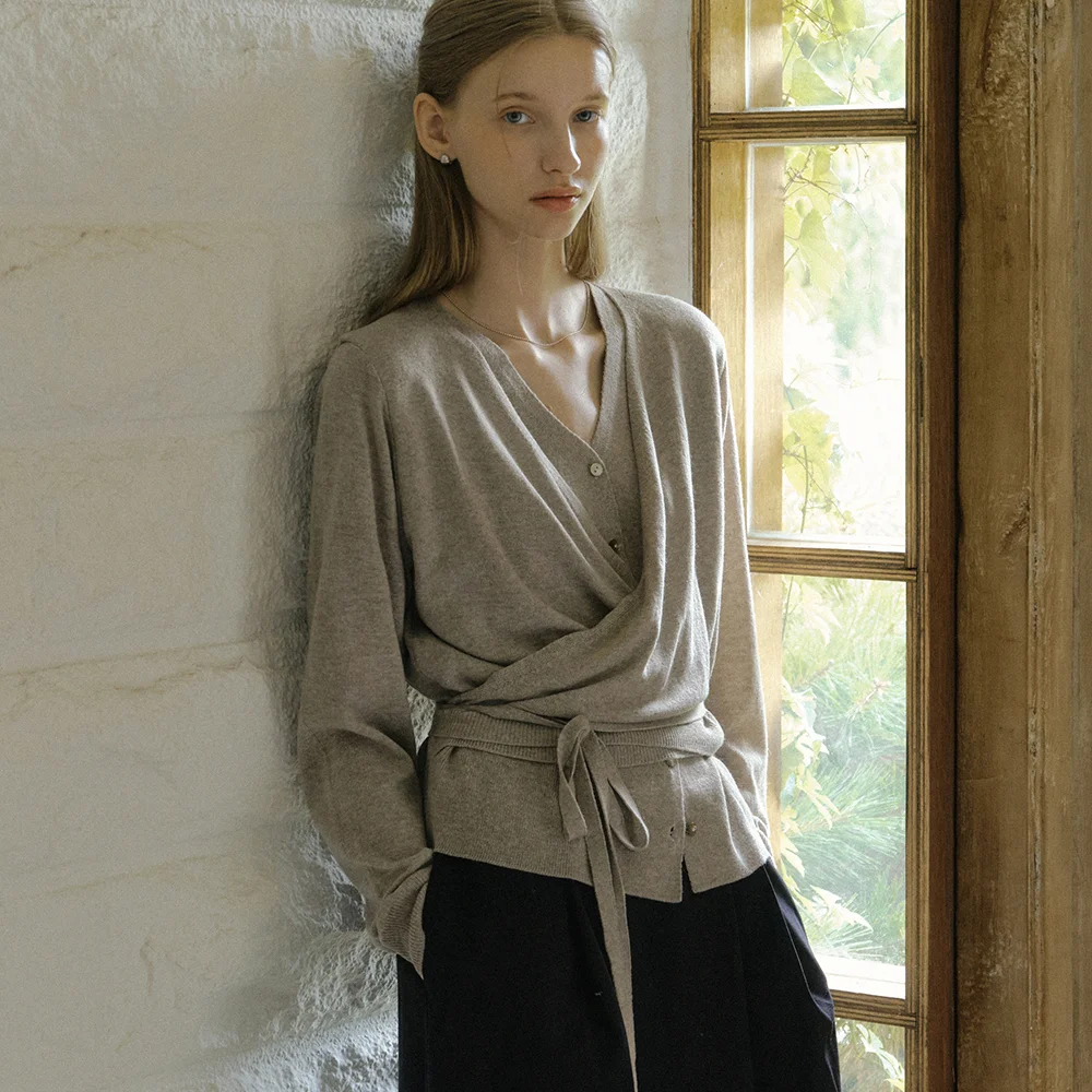 comos 1523 layered strap cardigan (cocoa)