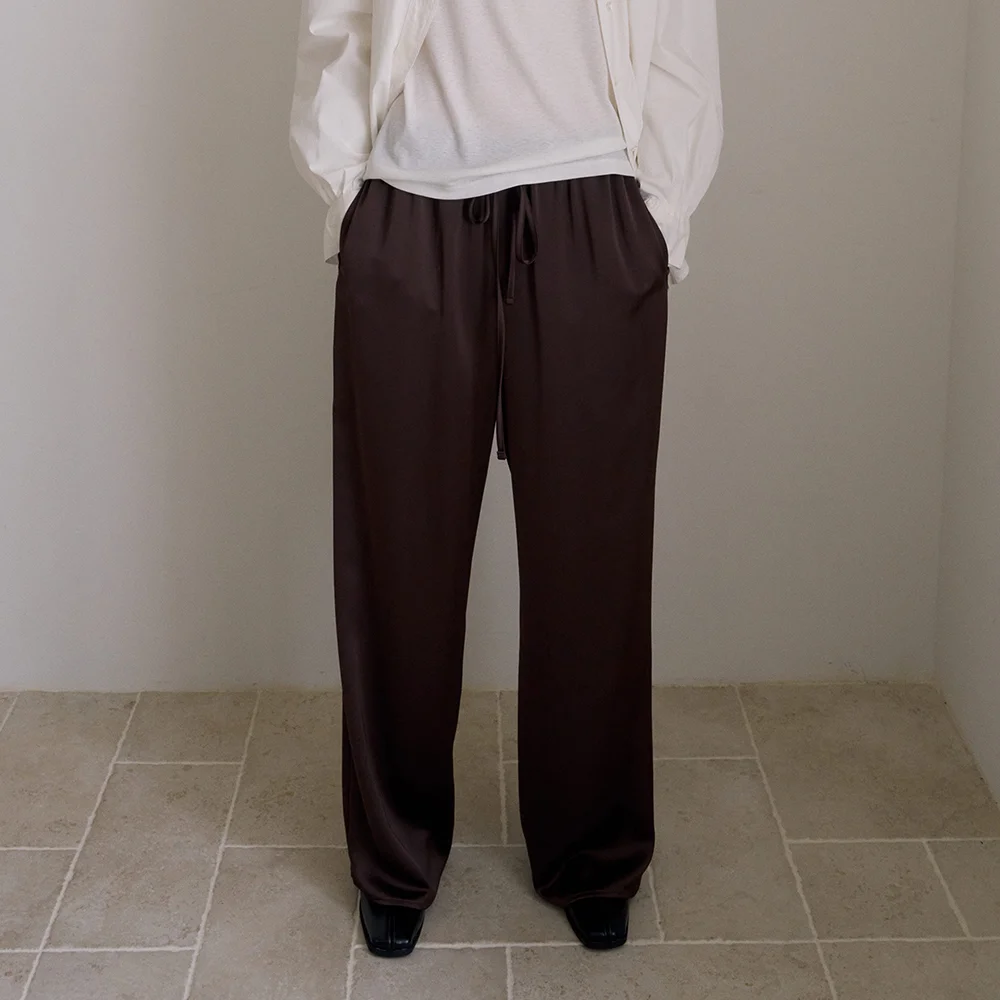 SATIN STRING PANTS_BROWN