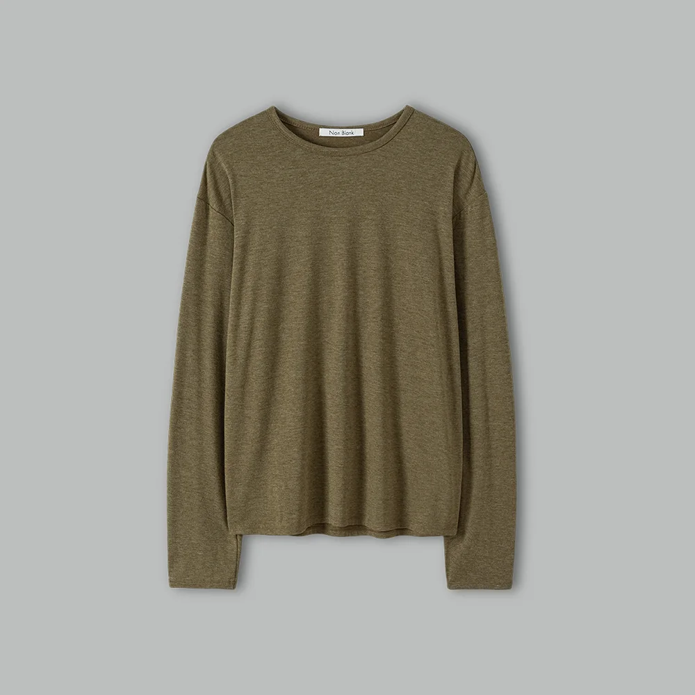柔軟 圓領 LS T恤_OLIVE
