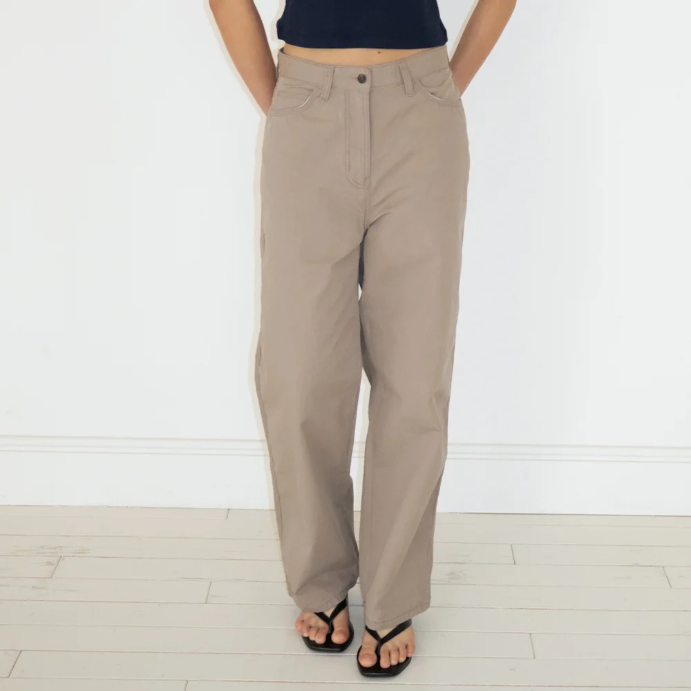 Washed Cotton Pants (Beige)