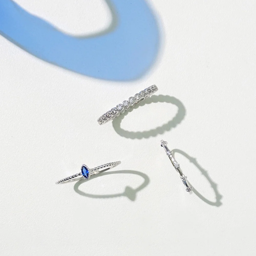 Blue oval ring 3set