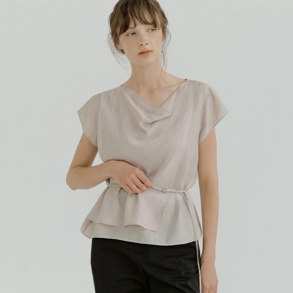 double cowl neck blouse (mocha) orc 6081