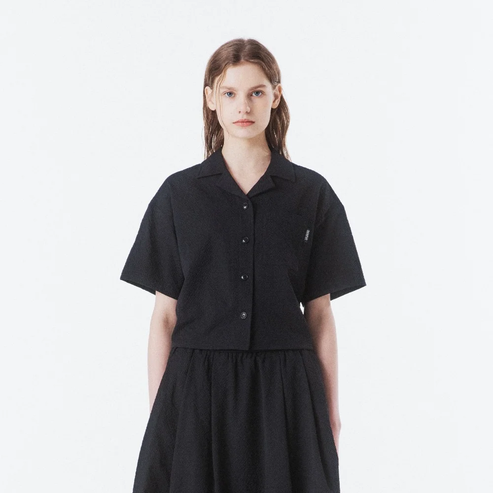 W SEERSUCKER HALF SLEEVE SHIRTKET - BLACK (P262WSH180)