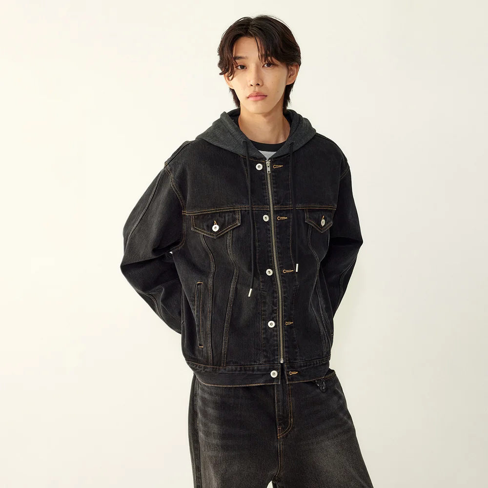 連帽衫 牛仔 Trucker 夾克_深 灰色 9156413936