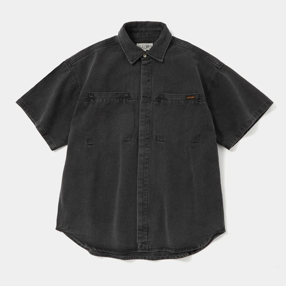 COLUMBIA TRAJAN LABEL HIDDEN POCKET DENIM S/S SHIRTS 灰色牛仔