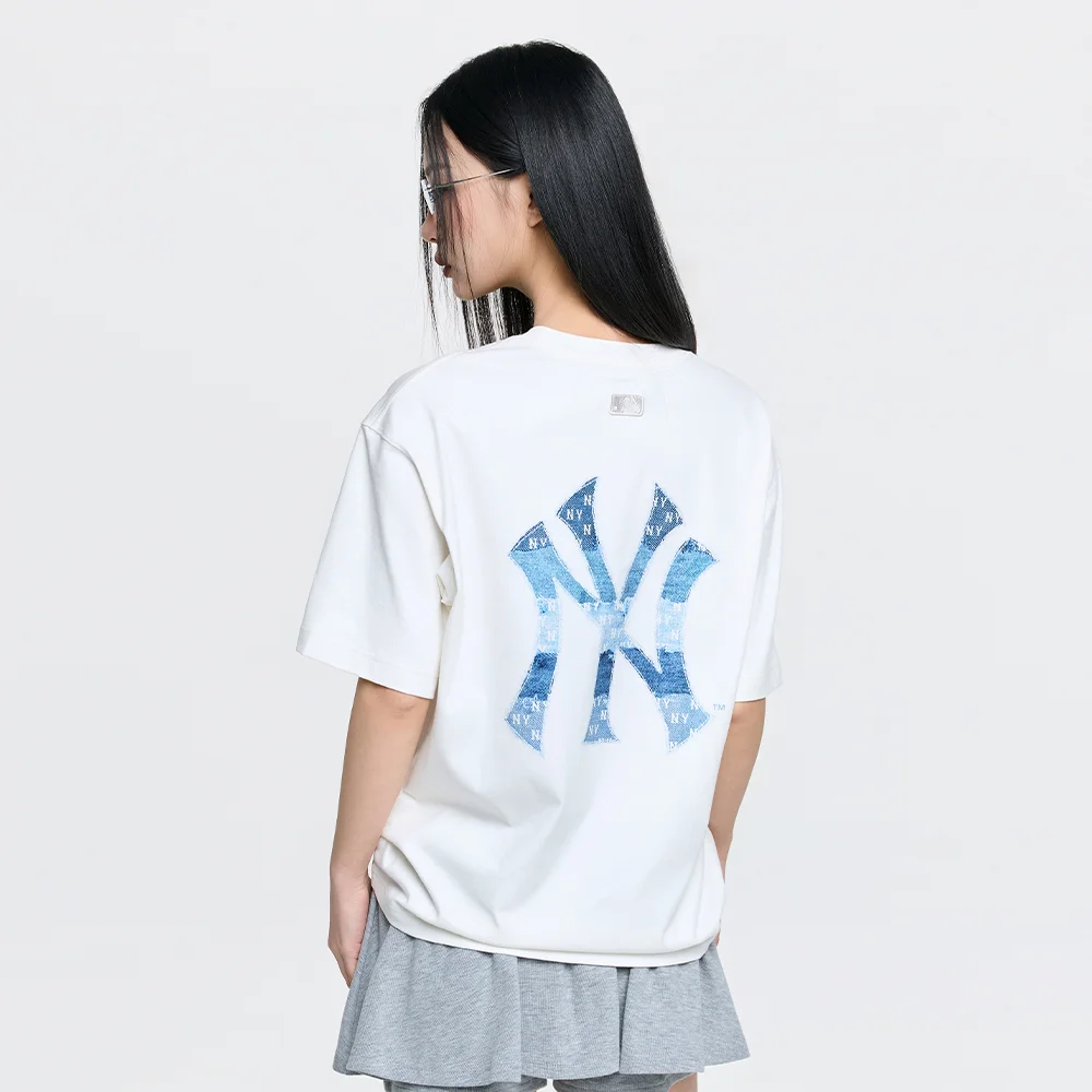 復古 仿牛仔 Monogram Big Lux 寬鬆版型 短袖 T恤 NY (Cream)