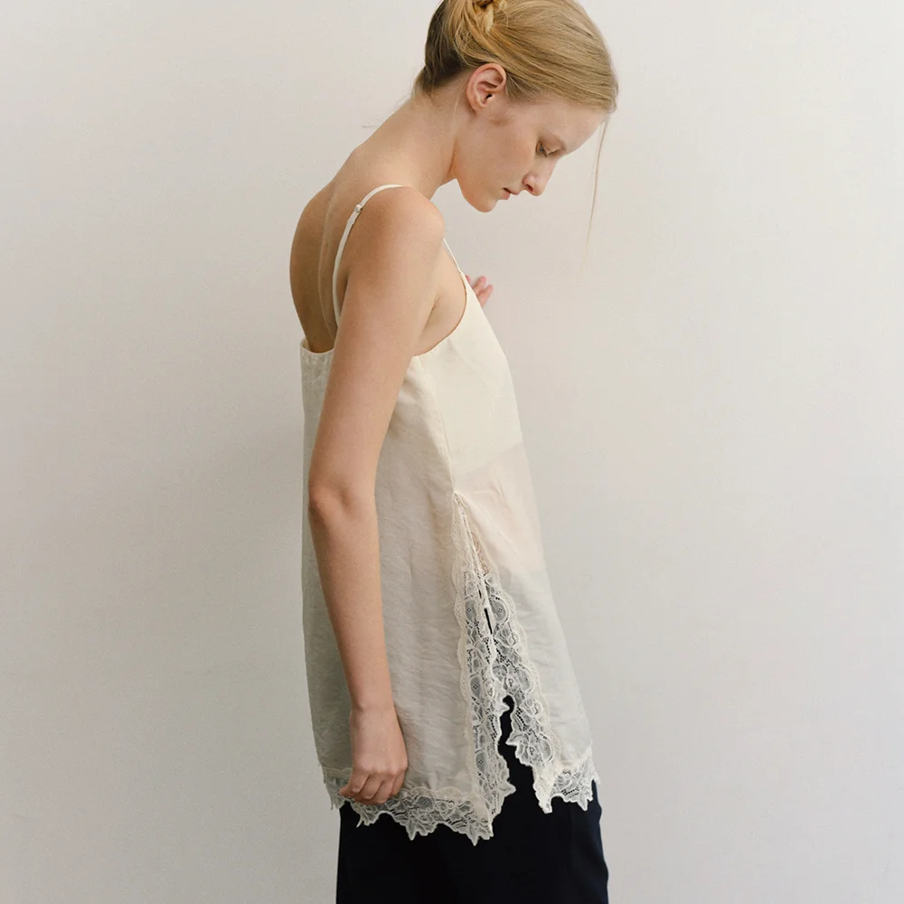 CAROL SATIN LACE TOP_IVORY