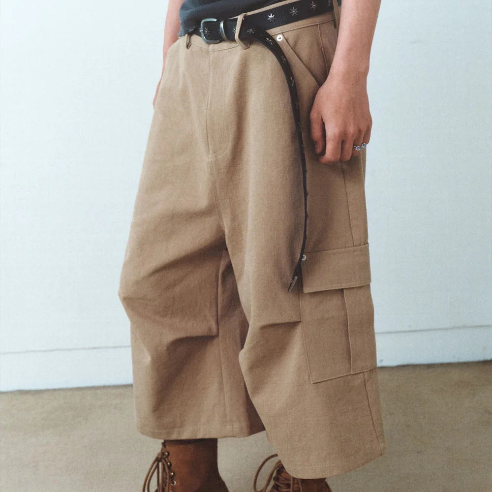 Rivet Twill Washing Bermuda Pants Beige