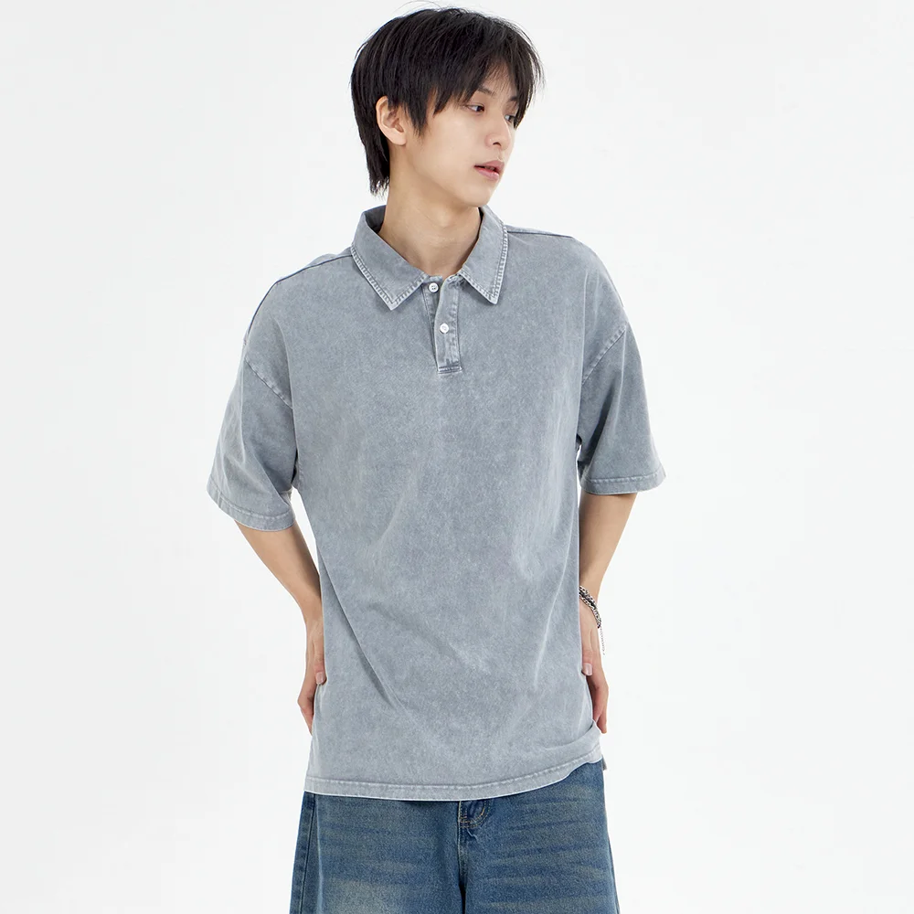Big Over Pigment Dyed 有領T恤 灰色