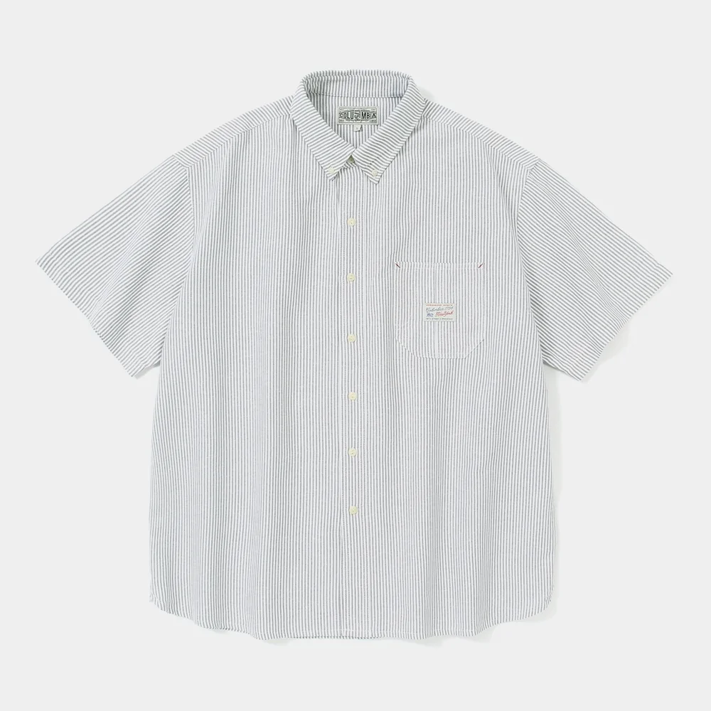 SL-LABEL ONE POCKET OXFORD S/S SHIRTS 灰色條紋