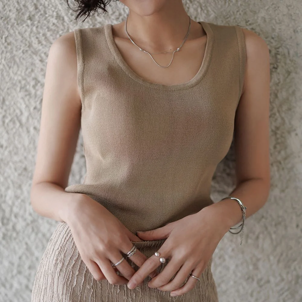 仿亞麻 夏季 針織衫 無袖