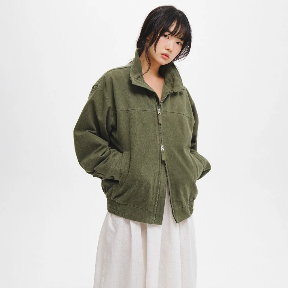 WOMAN 復古 水洗 純棉 短身外套 夾克_KHAKI / GF3LJP503