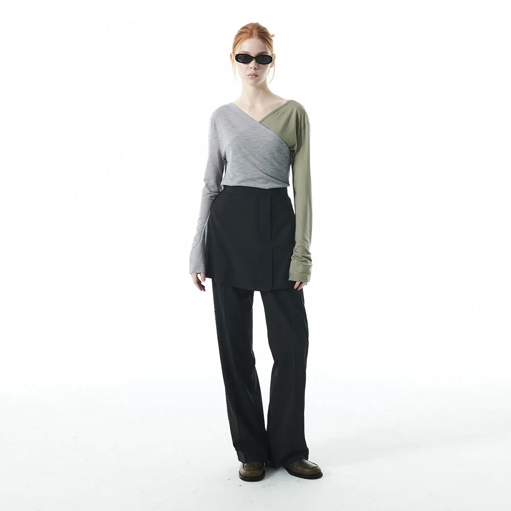 CUT OFF LAYERED PANTS KS