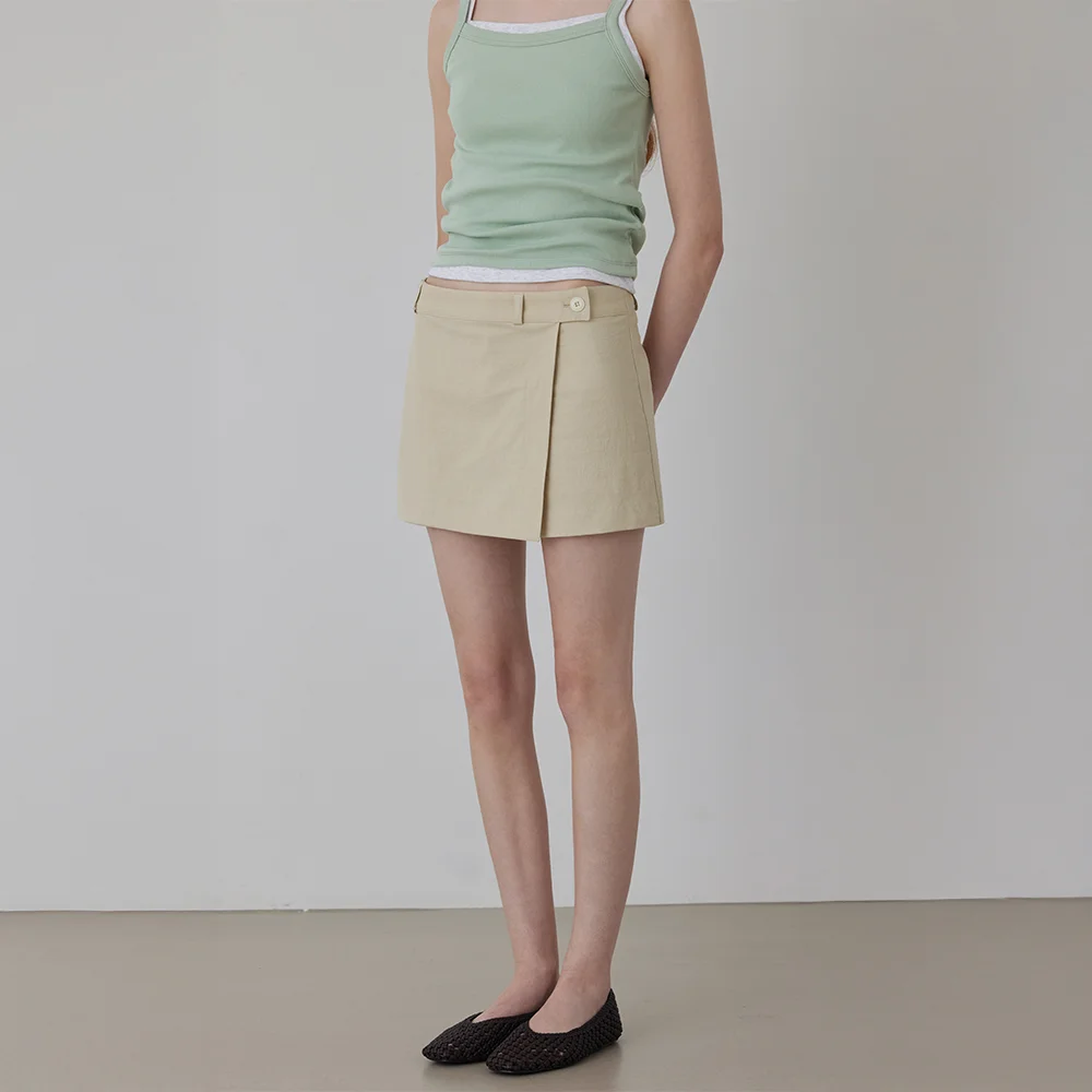 Natural Layered Wrap Skirt Pants_Beige_2colors