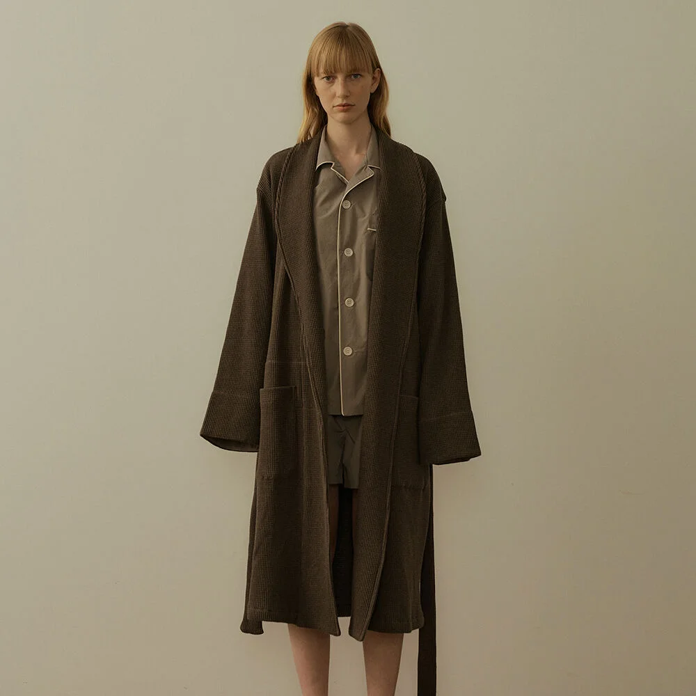 (w) Readymade Robe in Waffle Jersey Charcoal