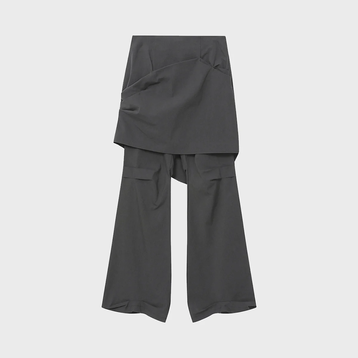 Draped chiton midi skirt pants SET CHARCOAL