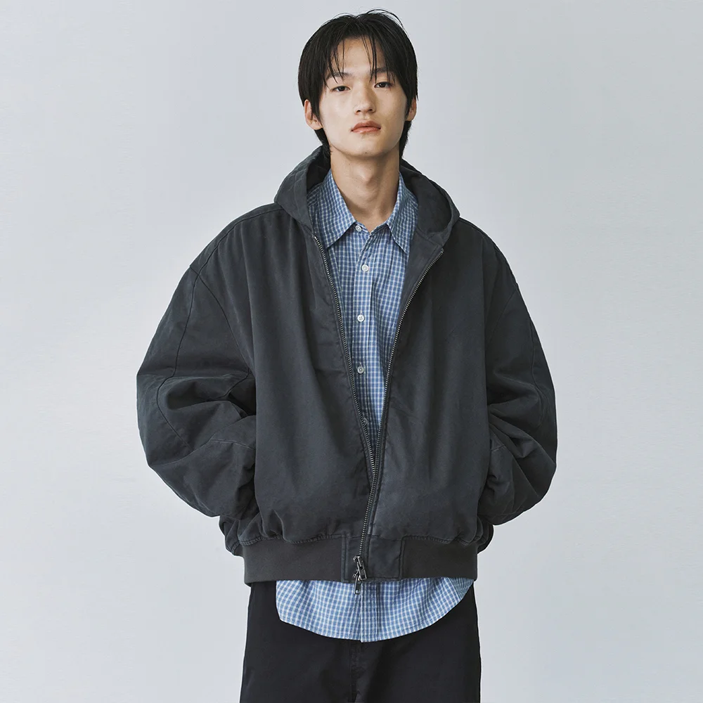 SHIRRING HOOD BOMBER JACKET