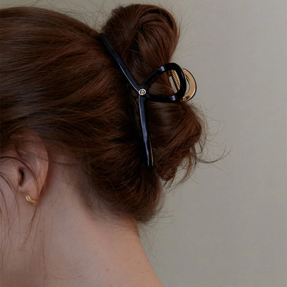 Twist metal point hair clip_real black HC003