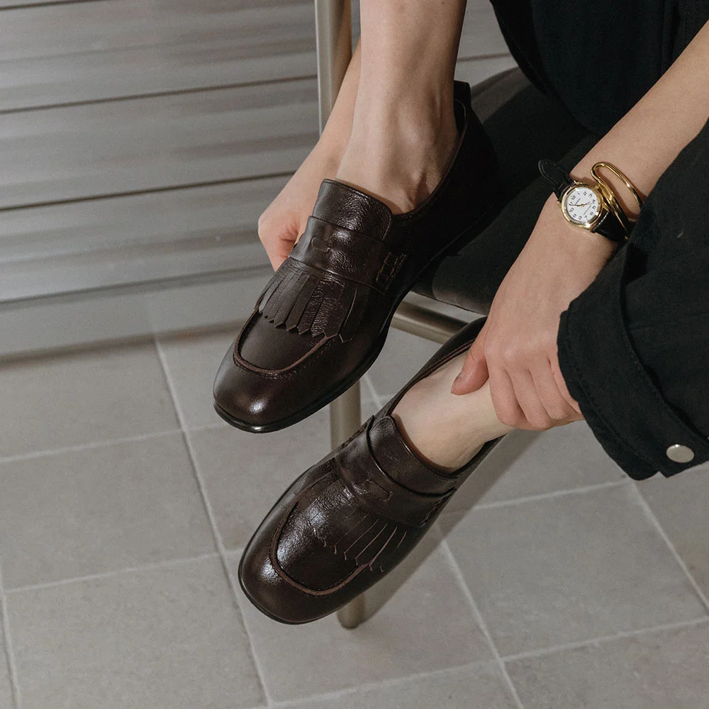 Daisy fringe loafer(Brown)