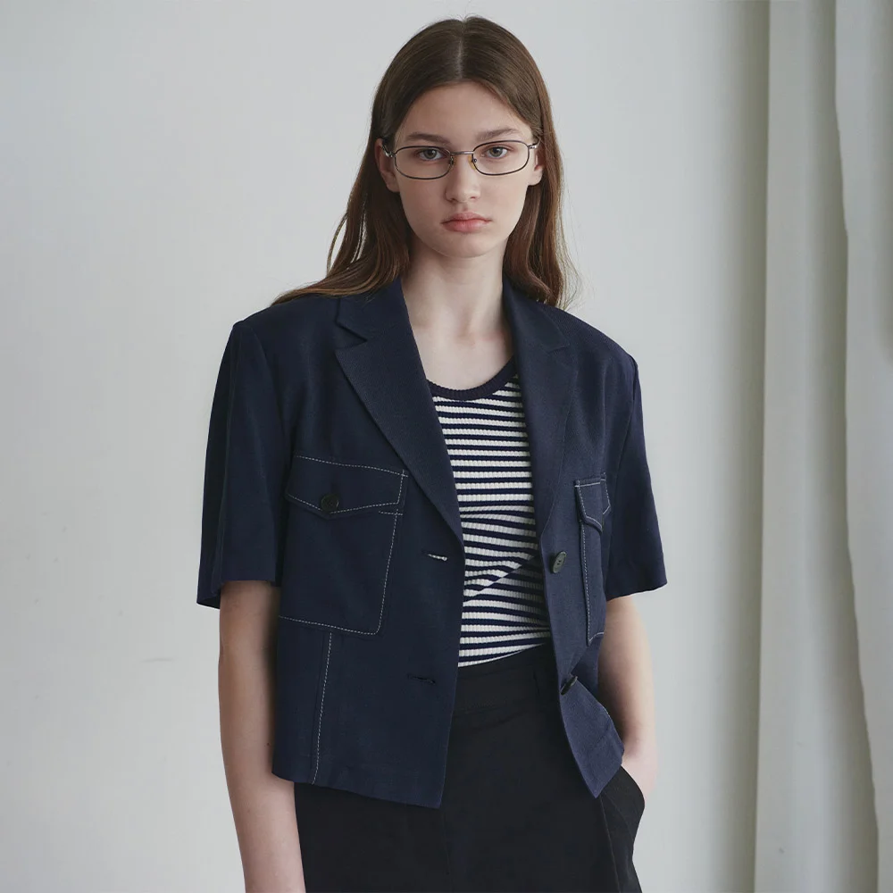 Stitched Pocket Jacket SW3XJ203_2color (LIGHT BEIGE/NAVY)