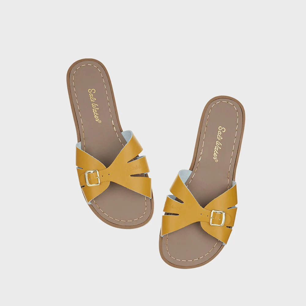 SALT-WATER SANDAL ADULT CLASSIC SLIDE MUSTARD