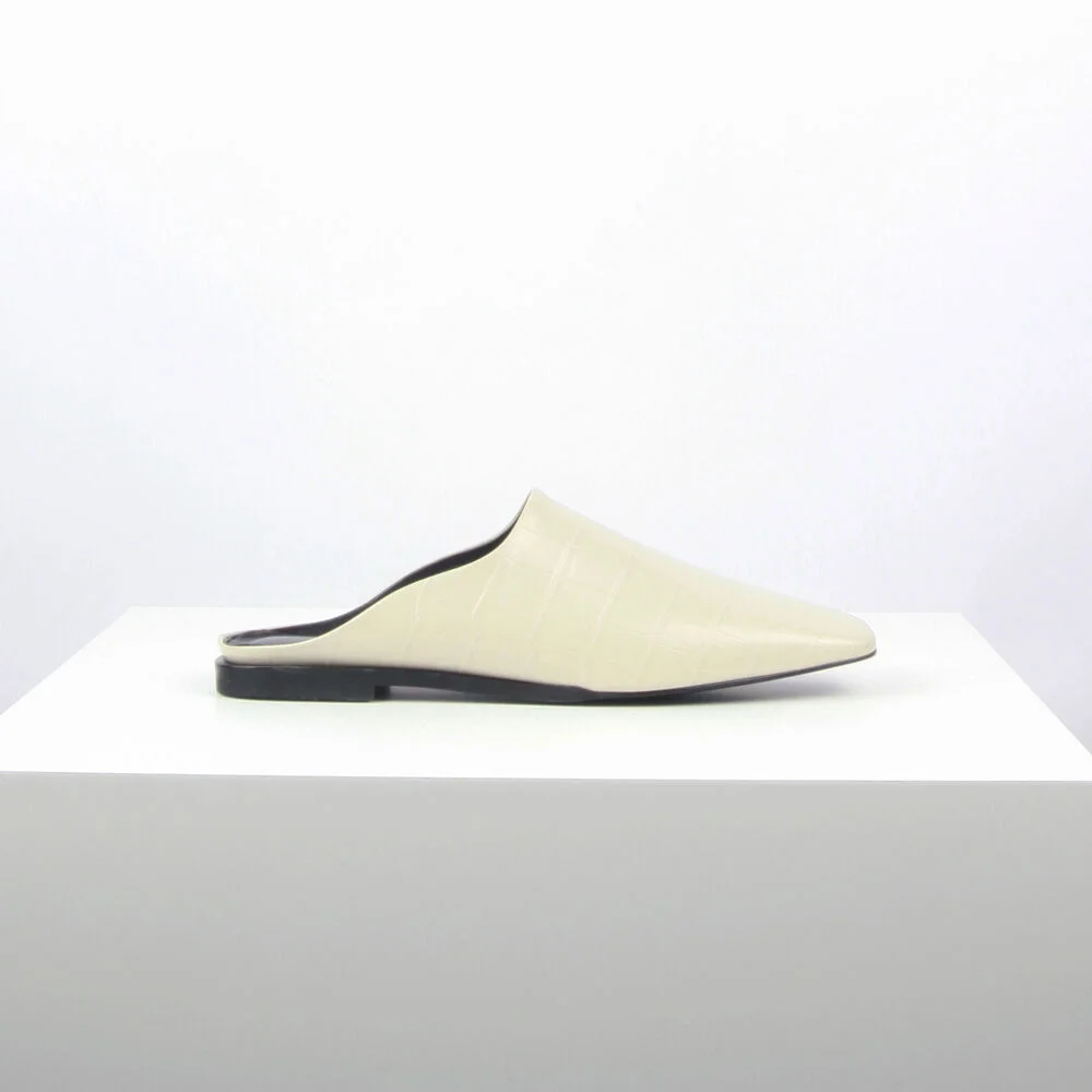 Ciel Mules Leather Beige Crocco