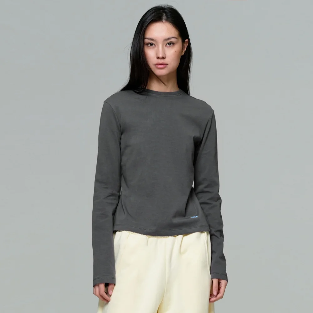 WOMEN ERA ESSENTIAL LS T - WASHED D.GRAY