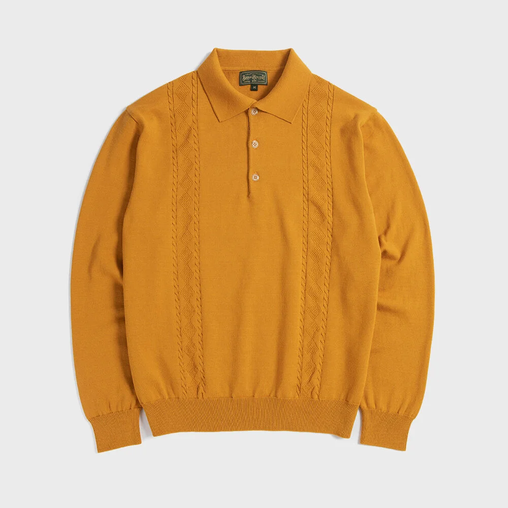 08 LONG SLEEVE POLO SHIRT (mustard)