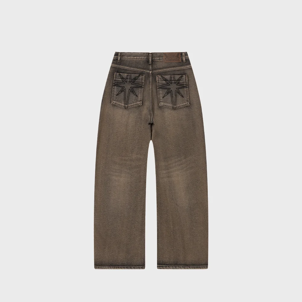 Needlework Denim Pants (Sand Black)