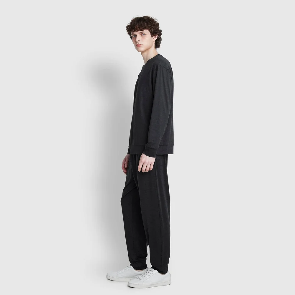 男裝 雲朵 慢跑褲 居家 褲子_炭灰色
