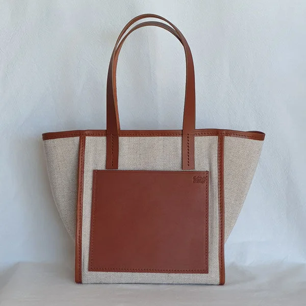 Daily Tote Bag (Leather & Canvas) / Terra - Cotta
