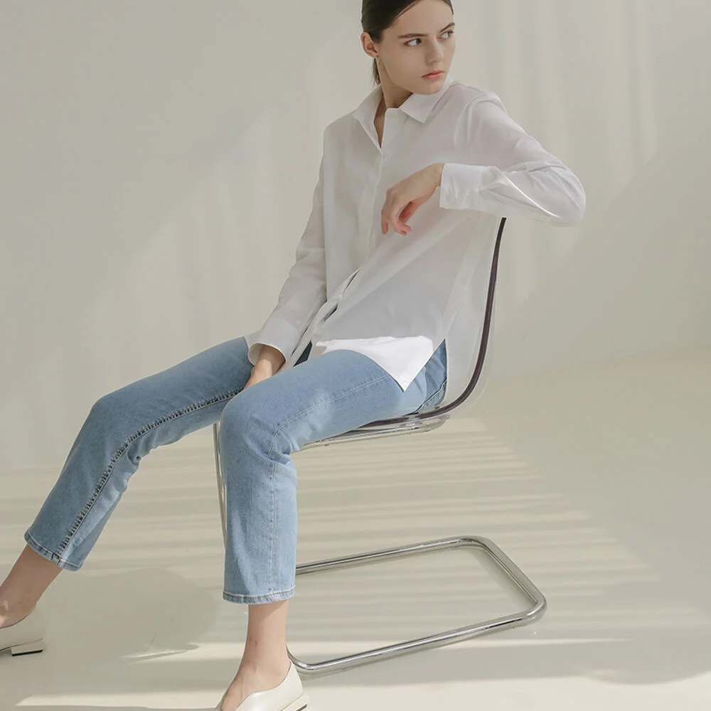 001 Basic Shirring White Shirt