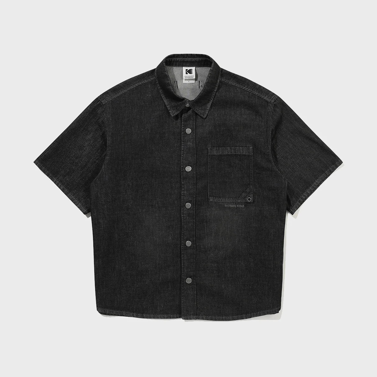 RGB 牛仔 短袖 襯衫 BLACK