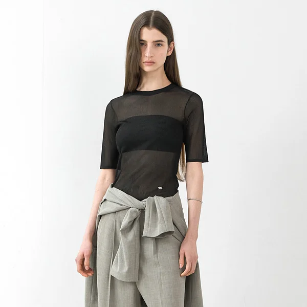 VEILYN SHEER RIBBED KNIT(T-7078)_2Colors