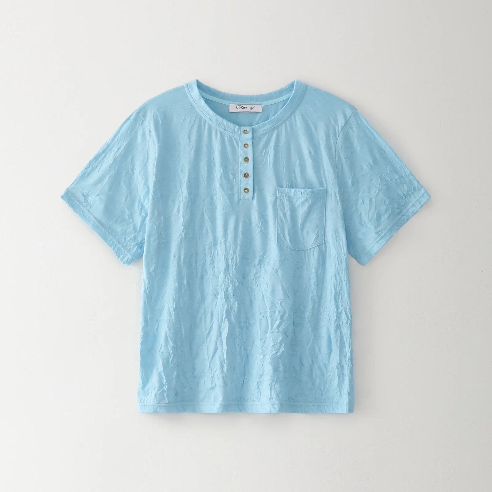 Bluesf texture henley half tee
