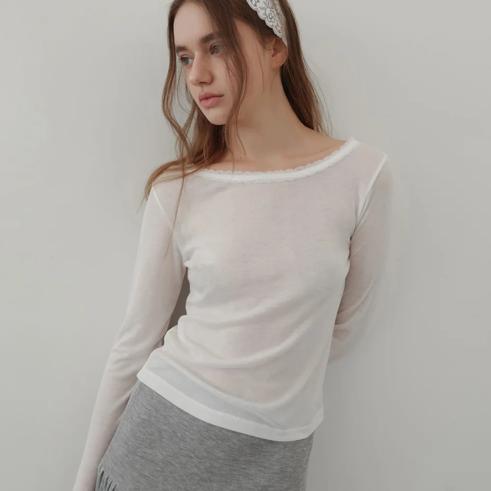 SHEER LACE T-SHIRT (white)