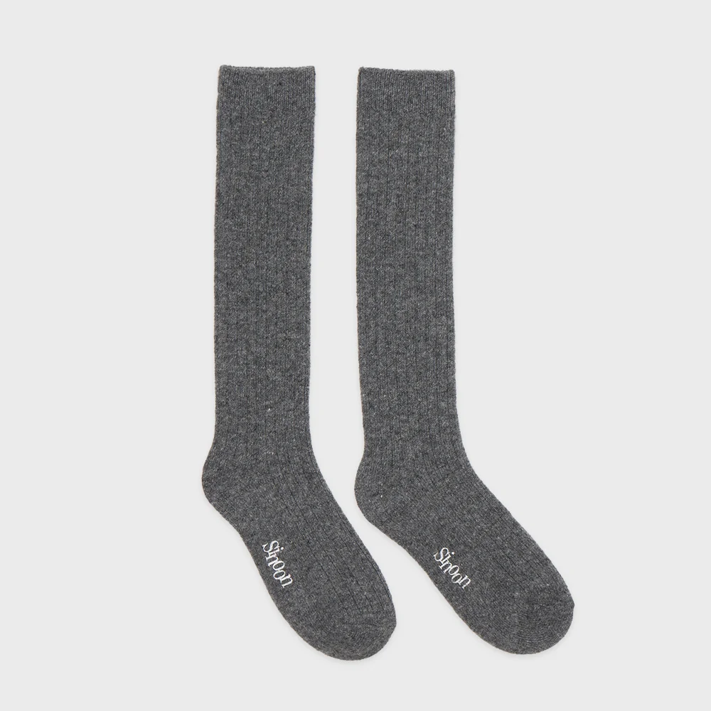 WOOL BLEND CREW SOCKS (Melange Grey)