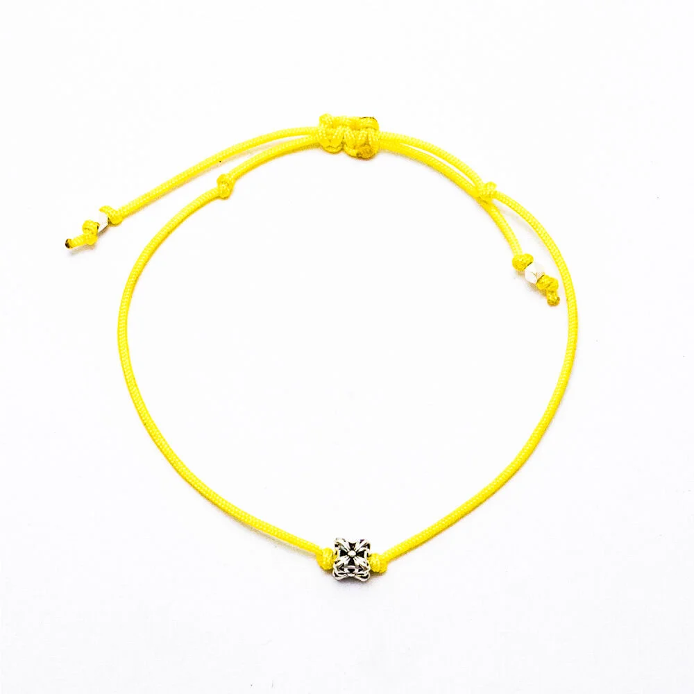 HR 291B_Cube Pendant Fabric Bracelet(Yellow)