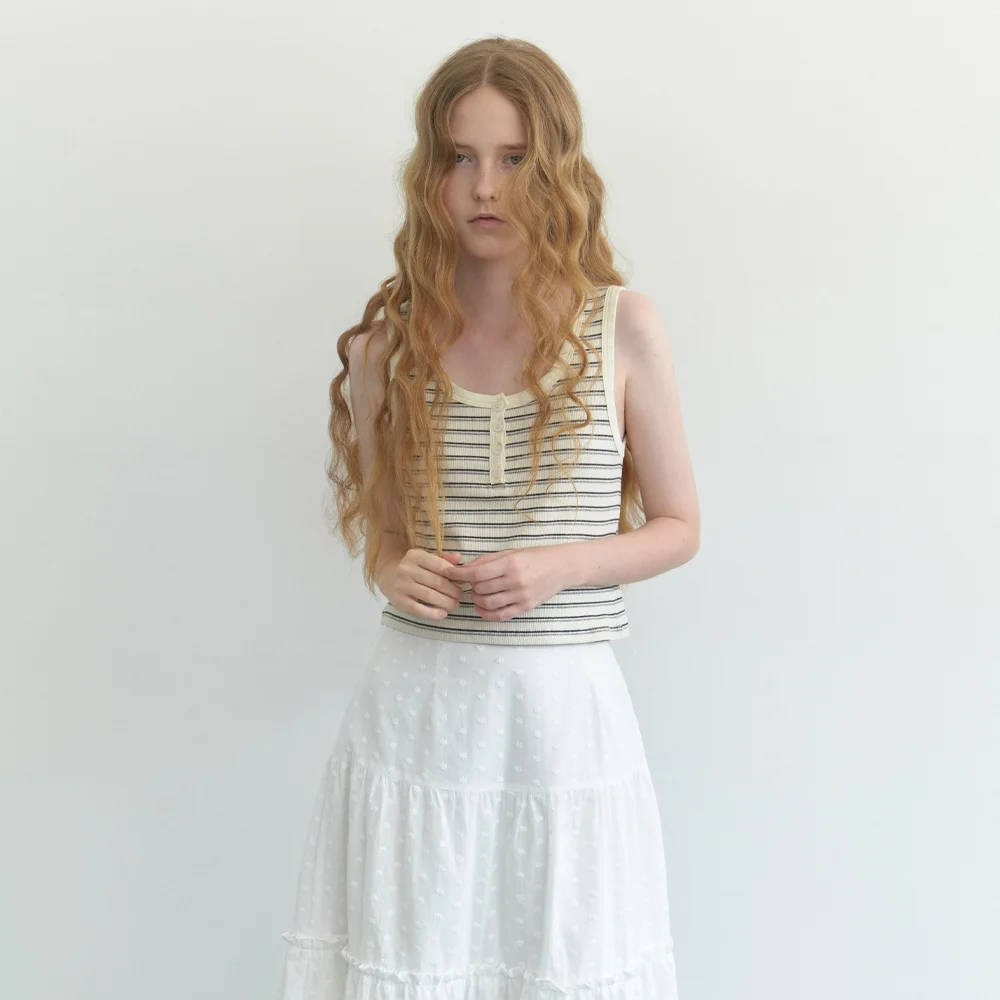 Fizz button sleeveless (stripe)