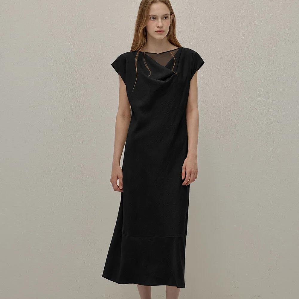 Drape neck dress - Black