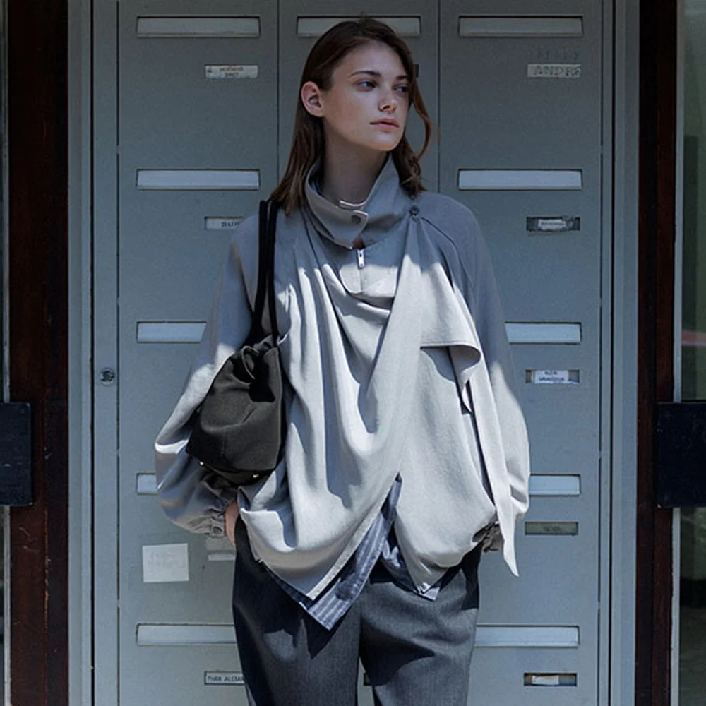 Draped Scarf High-Neck Jumper SW6AM801-12
