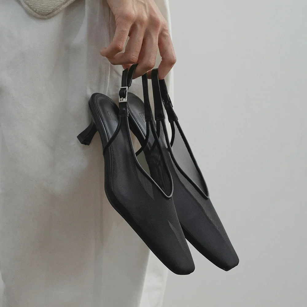 RIUM Square Mesh Slingbacks (3color)