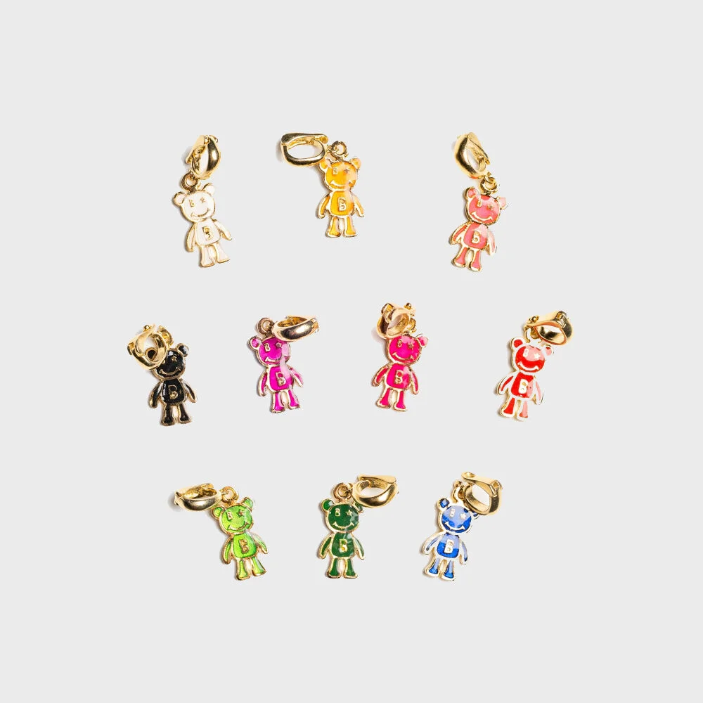 Color enamel BONBEAU ami bear gold pendant 色 漆皮 小熊 金色 吊飾