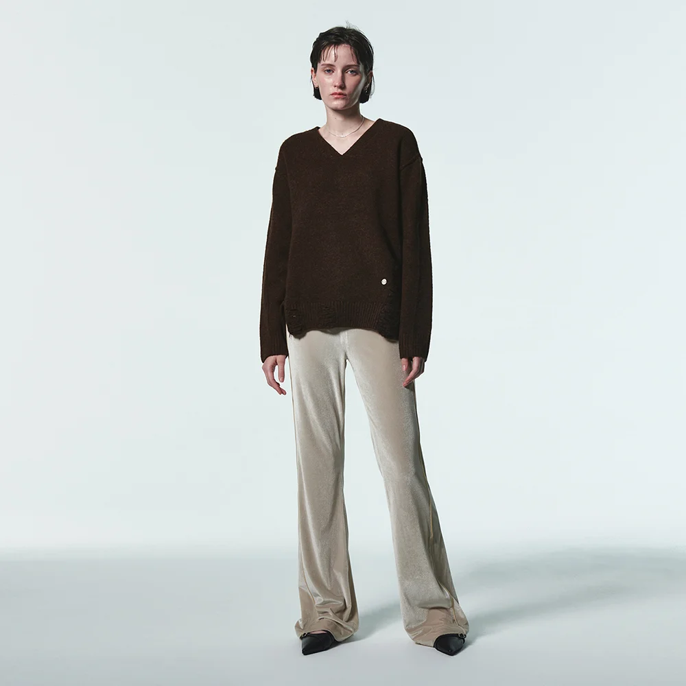 VELVET BANDING BOOTCUT PANTS