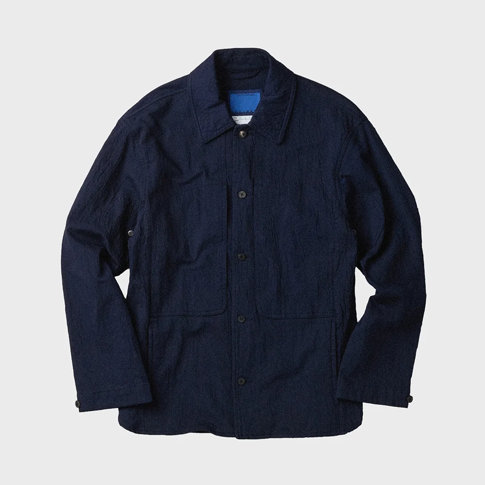 Crinkled Cotton Blend Shirting Jacket Set-up AZJAM26350NYX