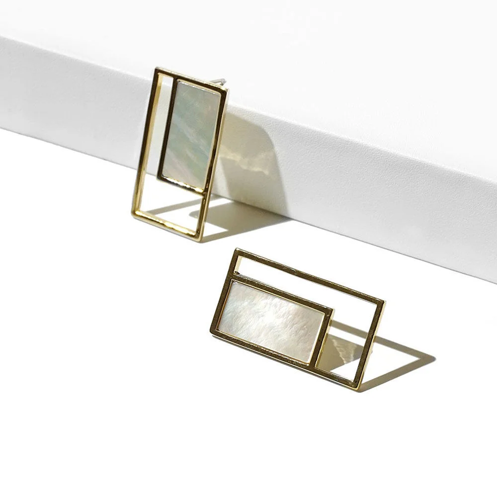 Mother of pearl in frame earrings x2