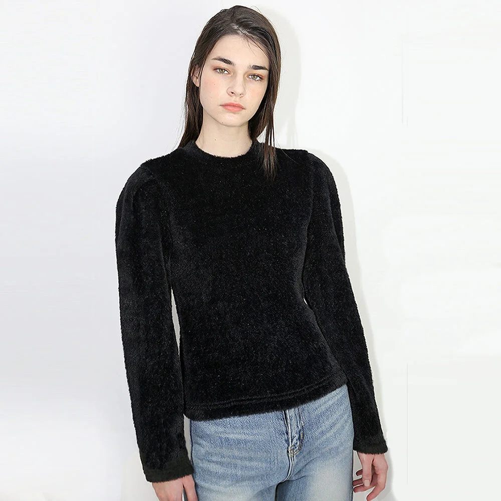 羽絨外套 針織衫 黑色 T恤_ Puff Fur Knit BK TS