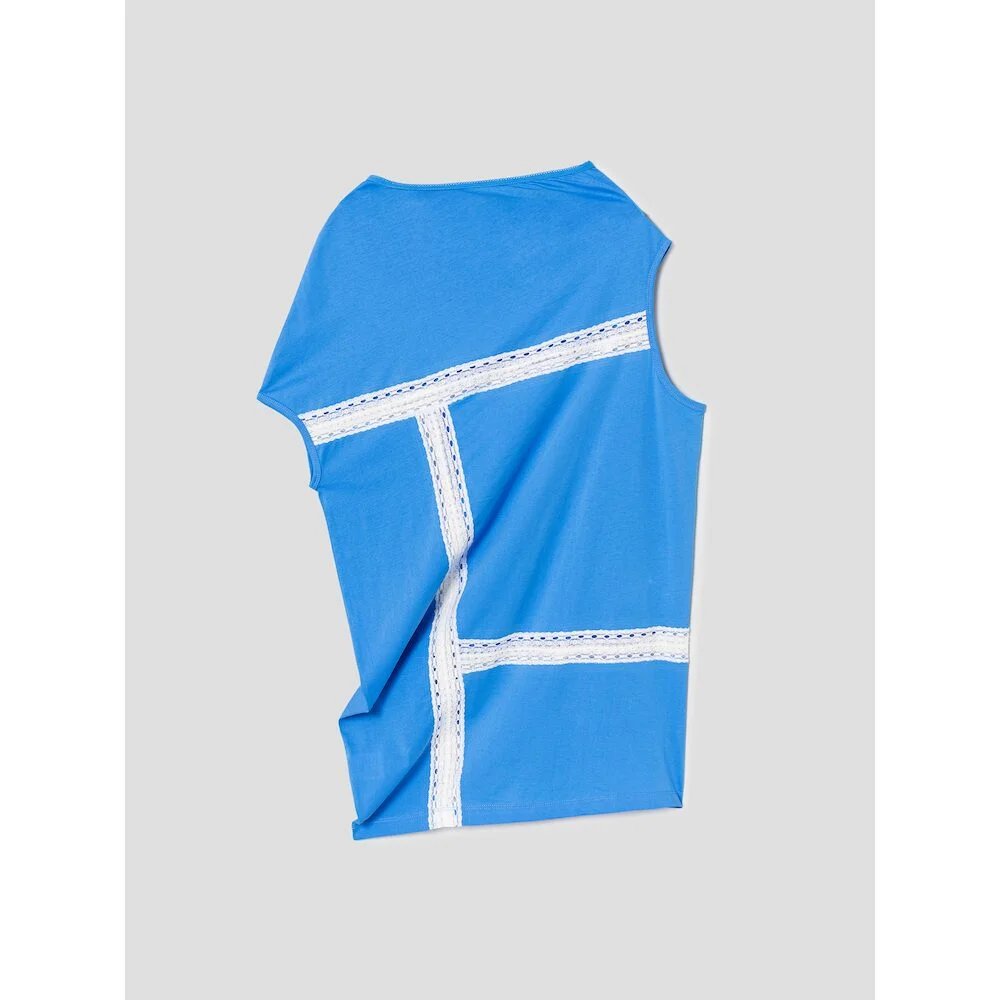 Lace Patch Long Tshirt Blue (AG5642B01Q)